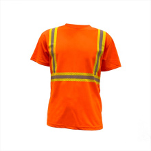 Hi vis orange safety work shirts reflective tape